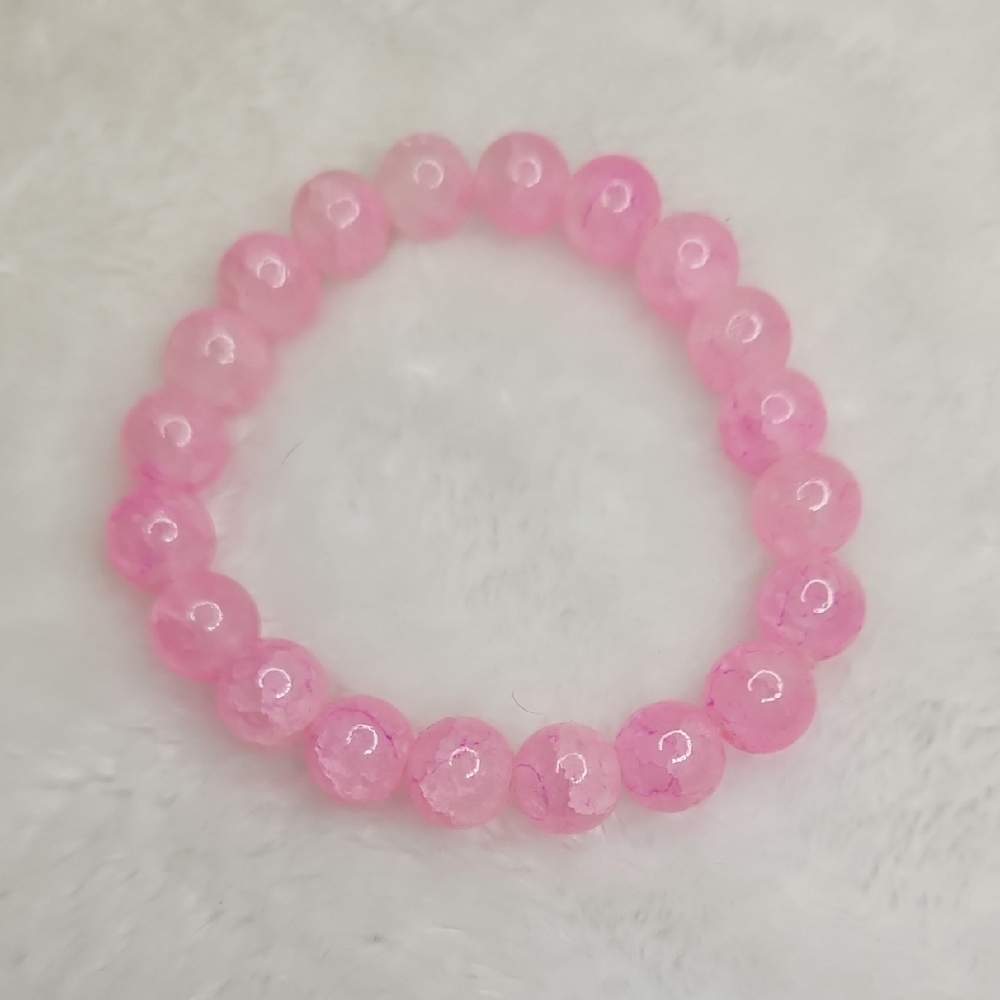 Pink Beaded Stretch Bracelet Boho
